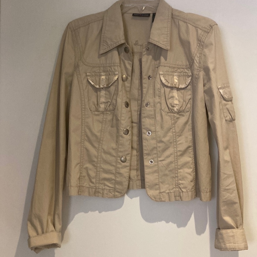Dkny Tan Utility Jacket with Classic Design